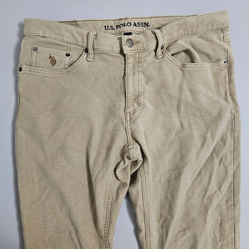 U.S. Polo Assn Tan Slim Straight Jeans W34 L32 Neutral Clean Preppy Core Classic - Picture 4 of 11